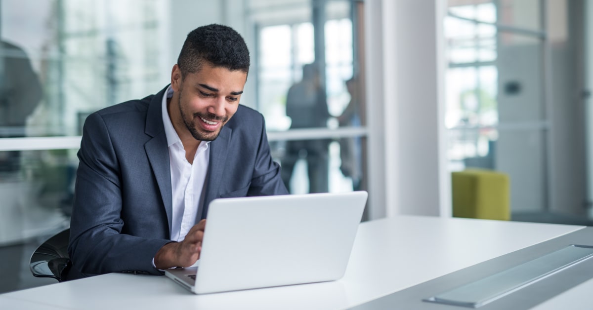 business man working on a laptop