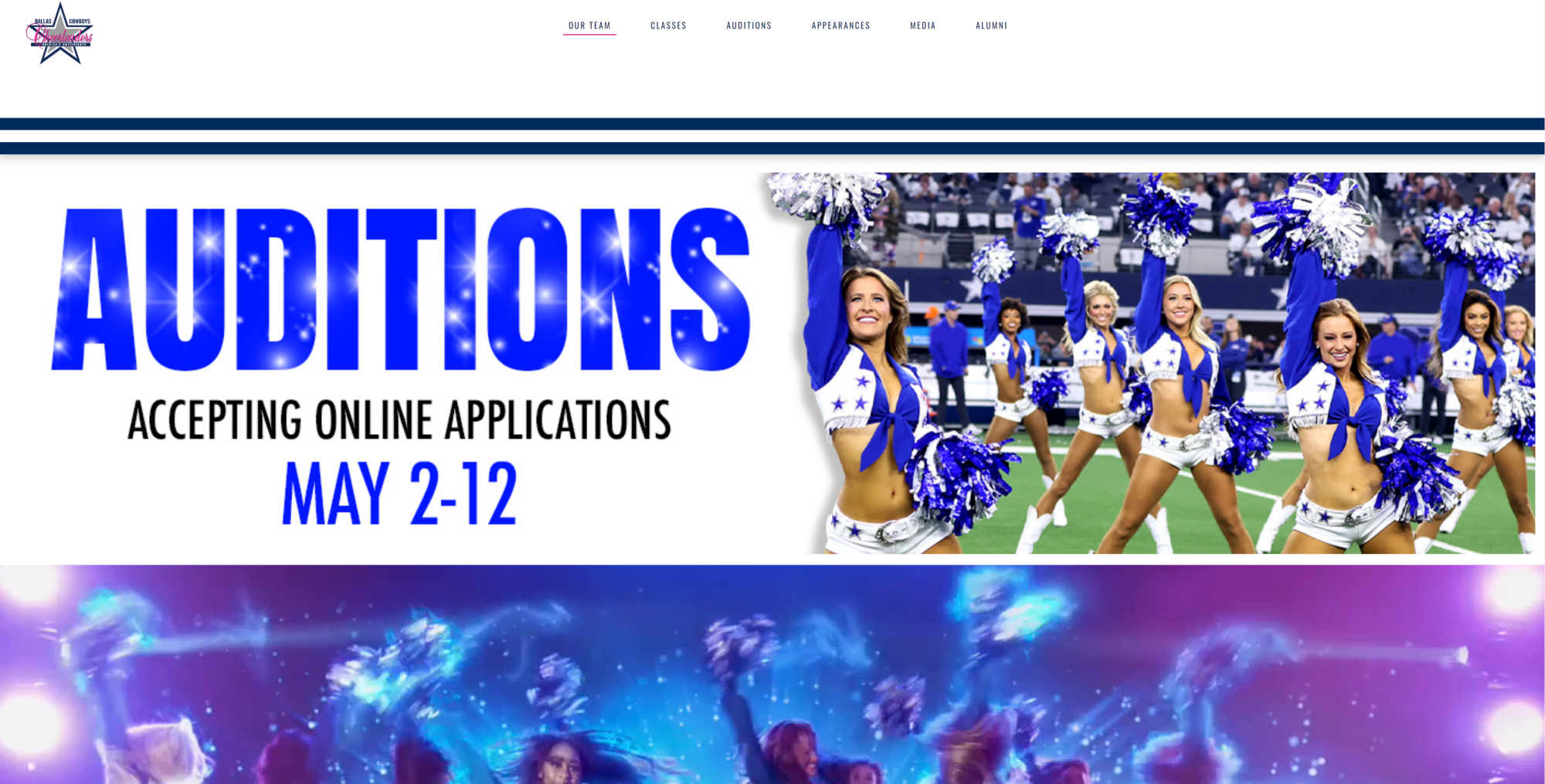 Dallas Cowboys Cheerleaders website Portfolio Image